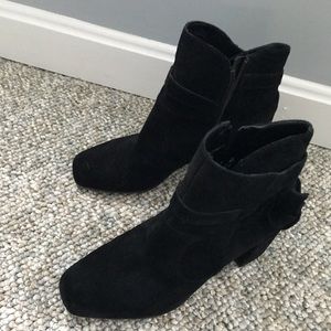 Suede black ankle bootie